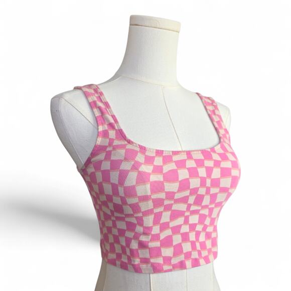 Forever 21 Tops - FOREVER 21 Pink/Beige Checkered Tank Top